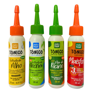 Kit tônico capilar Natuhair 30 ml - Alho + Alecrim + Rícino + MaisFort em Oferta na Shopee