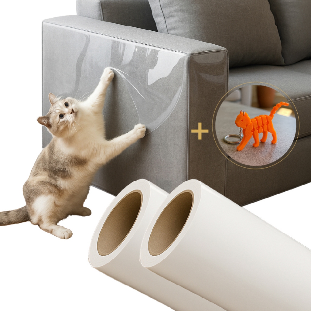 Kit 2 Protetor Sofá Móveis Adesivo Gatos Anti-arranhão Arranhador Transparente 30X300cm + BRINDE