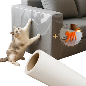 Protetor De Sofá Móveis Adesivo Gatos Pets Anti-arranhão Arranhador Transparente 30X300cm + BRINDE