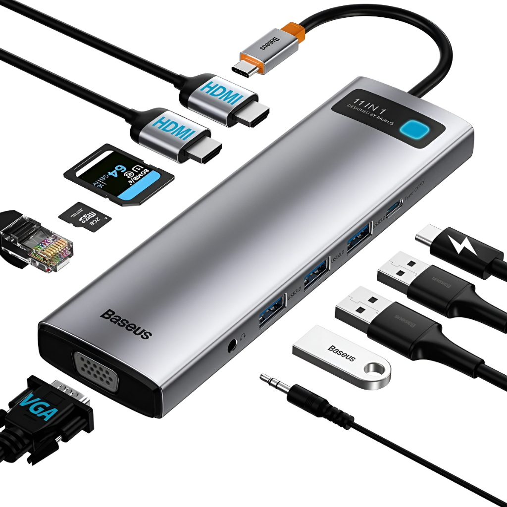Baseus USB C Hub Tipo A 4K HDMI PD USB3.0 RJ45 Estação Do Adaptador Para MacBook