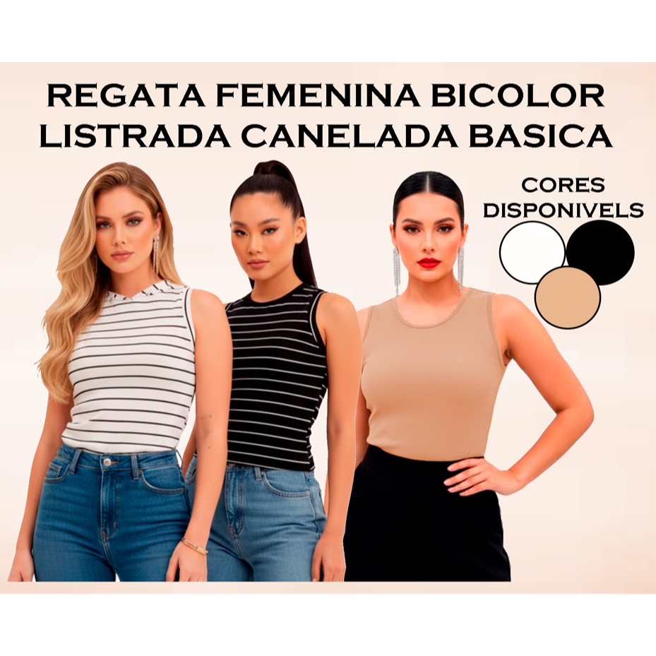 REGATA FEMENINA BICOLOR CANELADA LISTRADA BASICA