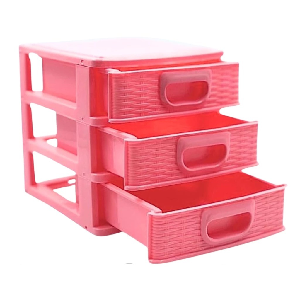 Gaveteiro Porta-Tudo 3 Gavetas Cores Preto, Branco, Rosa, Cinza e Transparente Para Organização