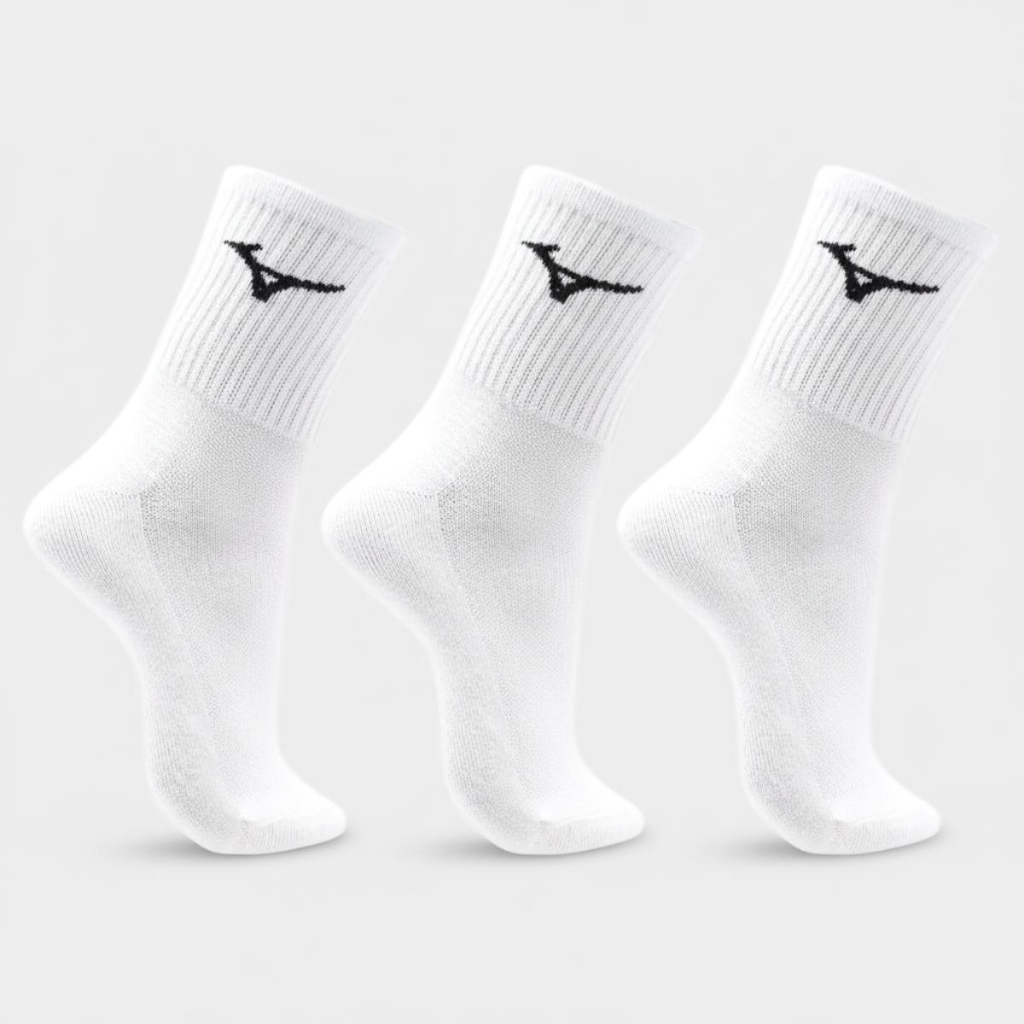 Kit Meia Mizuno Cano Médio Training Pacote com 3 pares - Branco