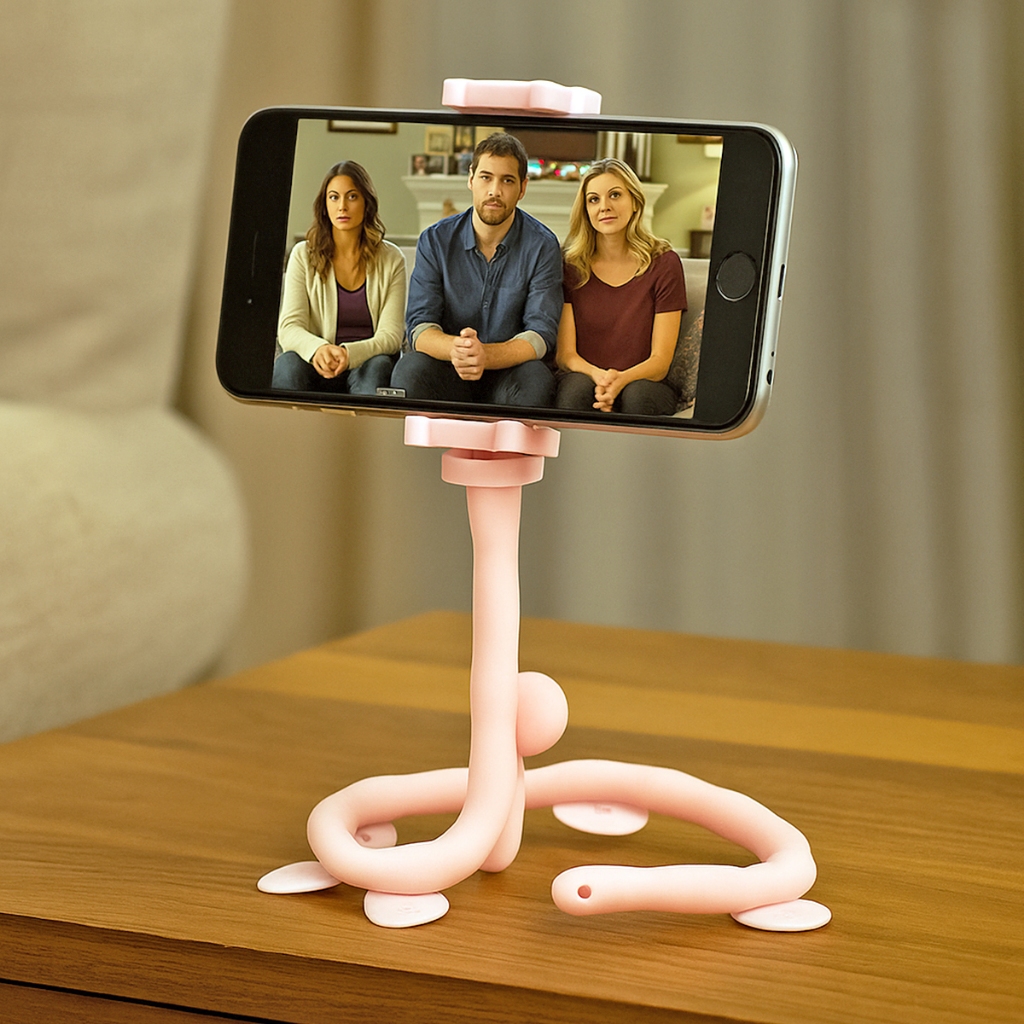 Suporte Articulado Celular Flexível Com Ventosas Minhoca Cor Rosa