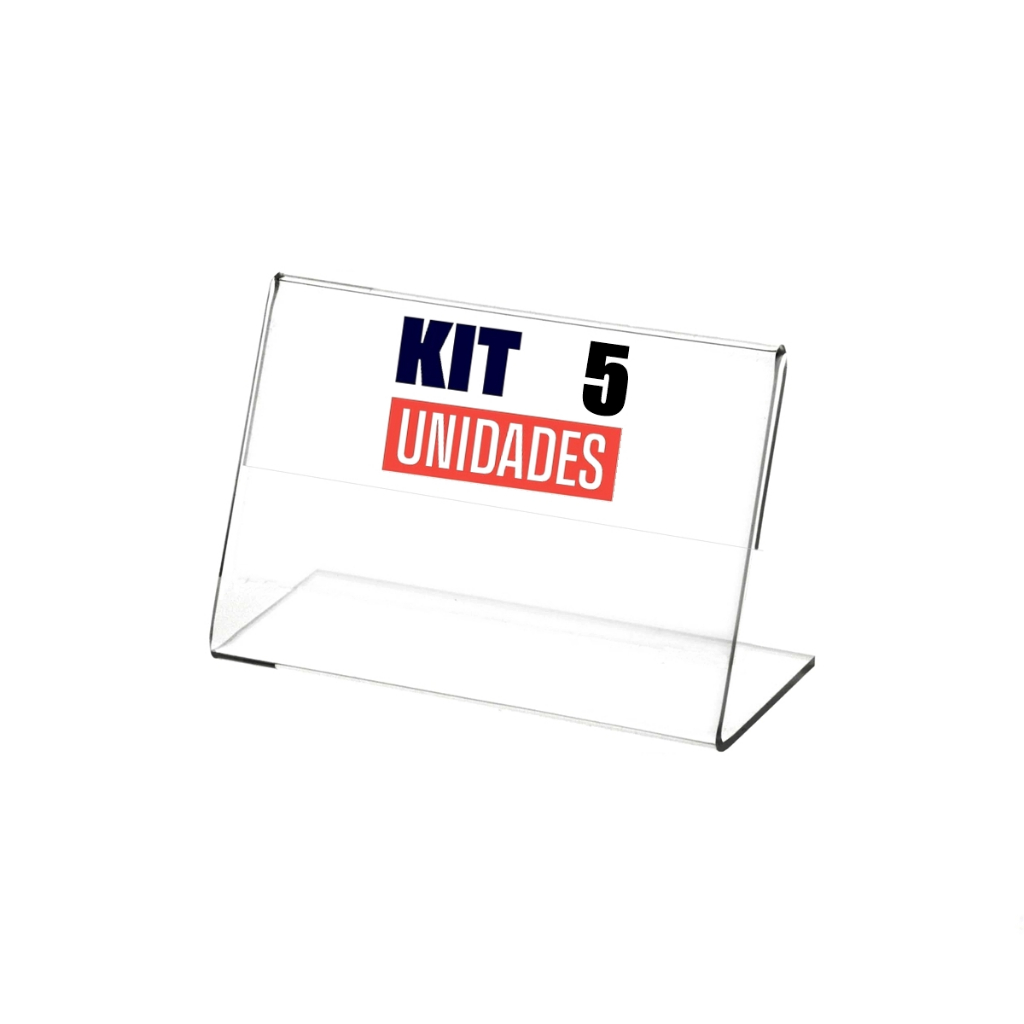 Kit com 5 Display Expositor Acrilico PS Cristal L Tamanho A7 11x8cm Horizontal