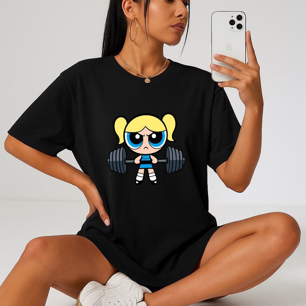 Camiseta Feminina Academia Algodão Estampada Personagem Lindinha Esportiva para Treino e Corrida