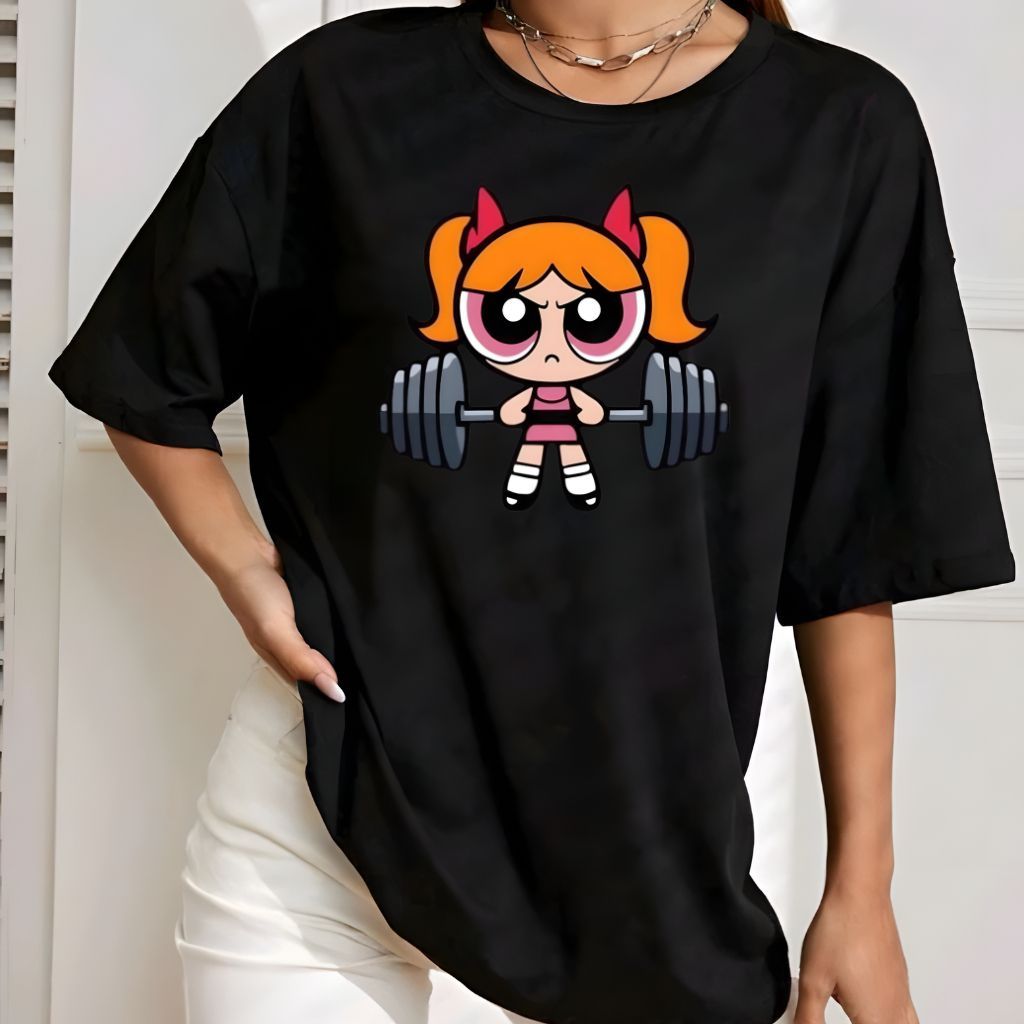 Blusas Feminina Fitness Camiseta de Personagem  Academia Algodão Premium Estampada  T-Shirt Treino Superpoderosa