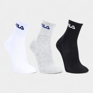 Kit Meia Fila Cano Médio Logo c/ 3 pares - Branco e Cinza em Oferta na Shopee