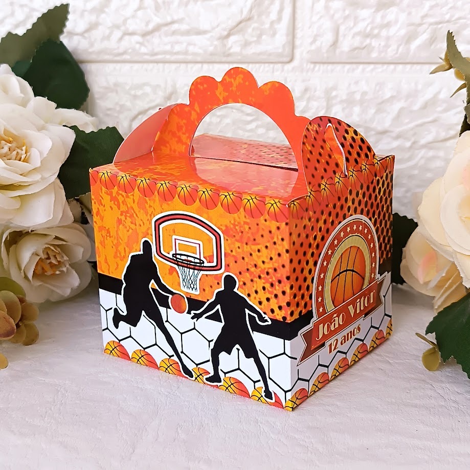 Kit Festa Pegue e Monte Basquete Caixinhas Personalizadas para Decoração Lembrancinhas de Aniversário