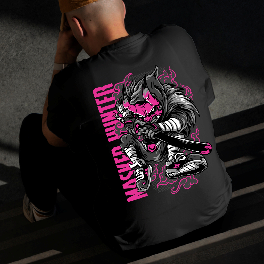 Camiseta Masculina Estampada Samurai 100% Algodão Estilo Conforto Diário Do Tamanho P ao GG