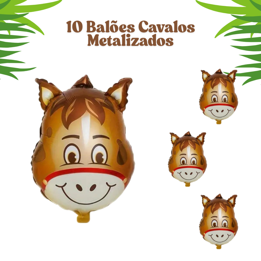 10 Balões Metalizados Cavalos Rodeio Fazenda Festas Decoração Aniversário Envio Rápido Top em Oferta na Shopee