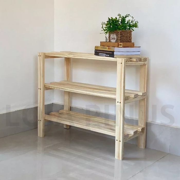 Sapateira 50X60X25  Com 3 Prateleiras Rústica Cor Marrom Real Seda