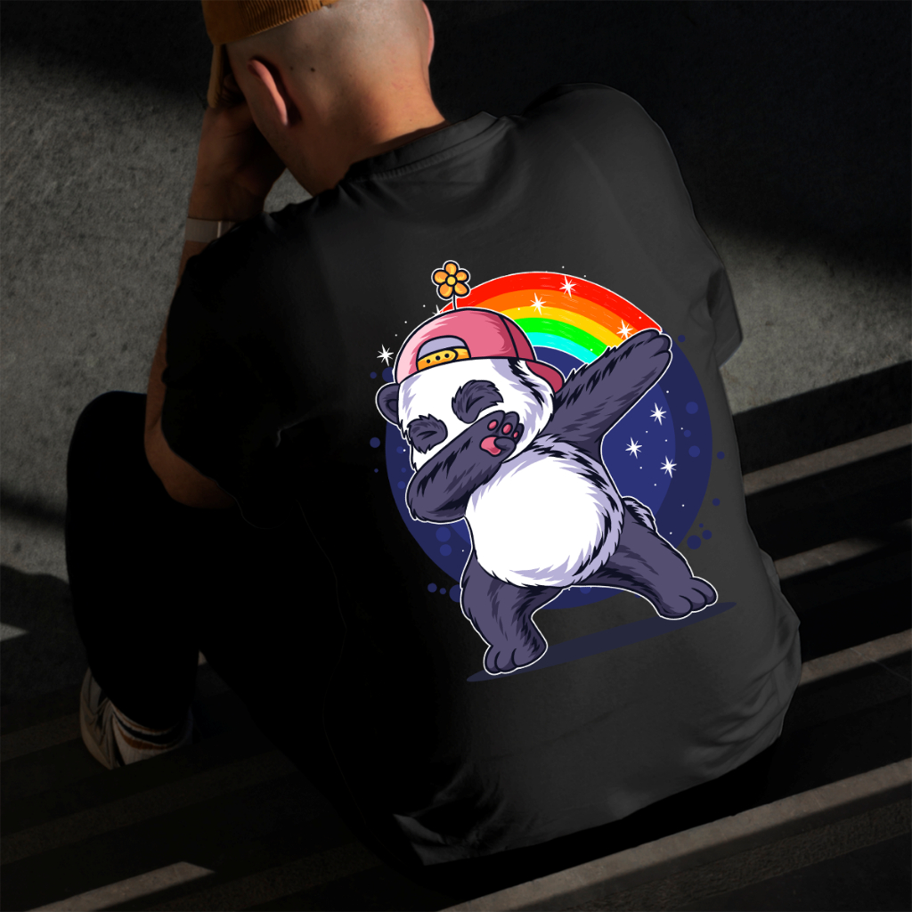 Camiseta Masculina Estampada Pandinha 100% Algodão Estilo Conforto Diário Do Tamanho P ao GG