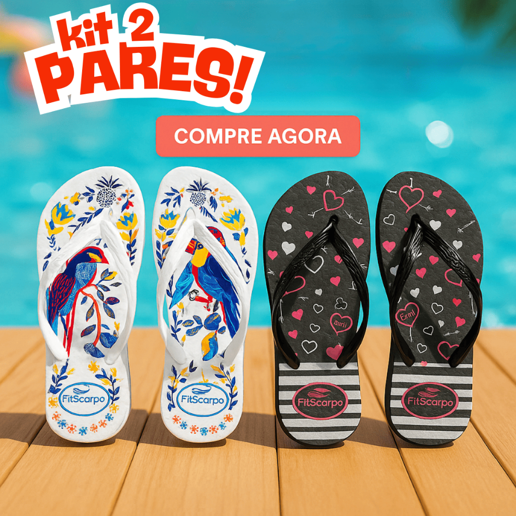 Kit 2 Pares Chinelo Feminino Casual Confortável Estiloso Estampado Colorido Versátil