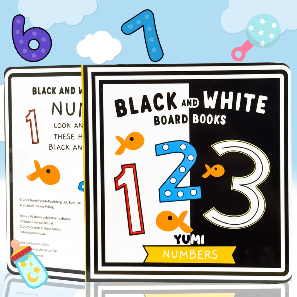 Livro Para Bebês Alto Contraste Preto E Branco Montessori Numbers | Aprendendo As Palavras Em Inglês em Oferta na Shopee