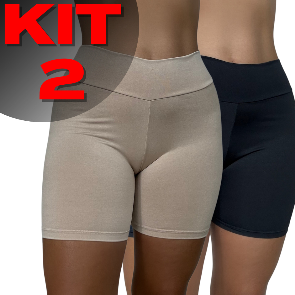 KIT 2 Short Cós Alta Qualidade Segunda Pele Bermuda Shortinho Anágua Liso Feminina