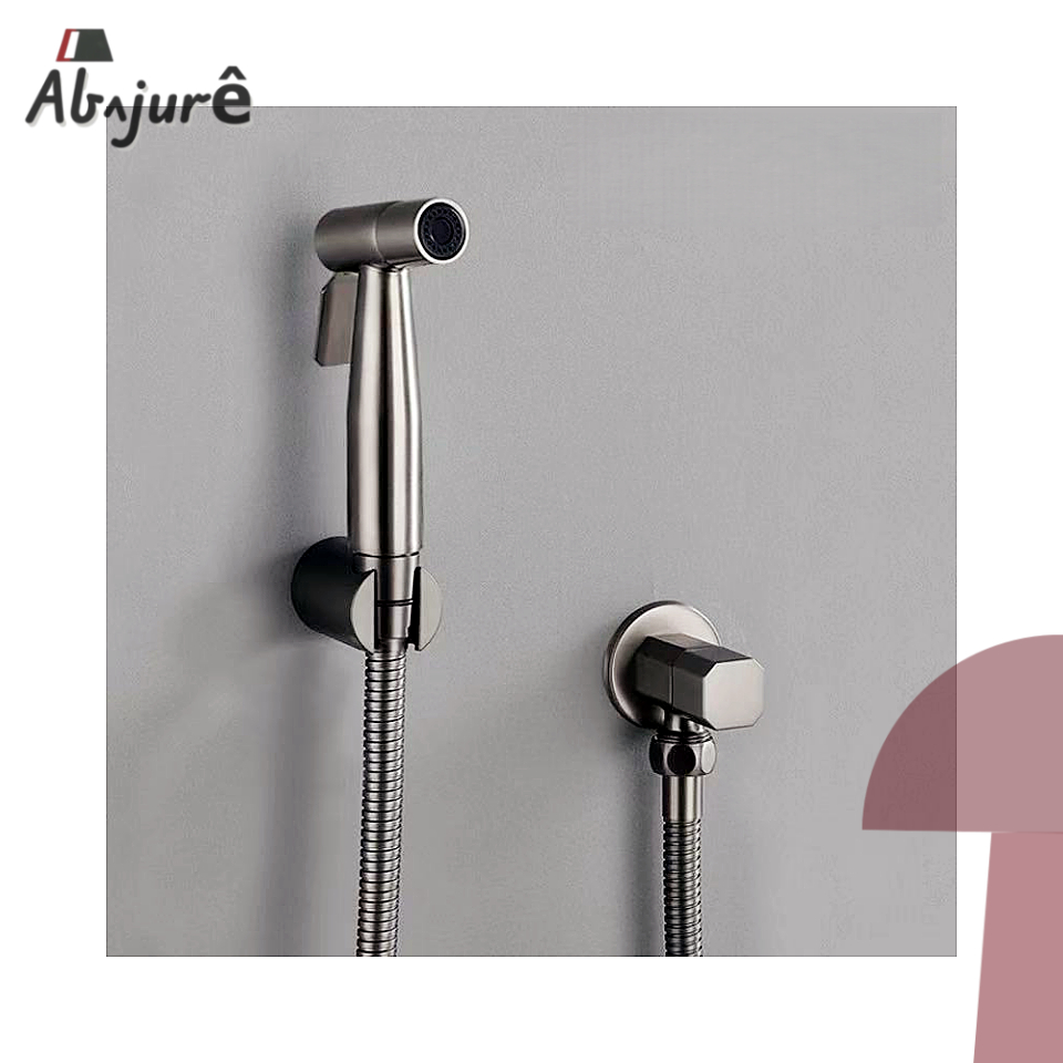 Kit de Ducha Higiênica Para Banheiro Completa Luxo Metal Inox Núcleo da válvula de cobre 1/4 Preto