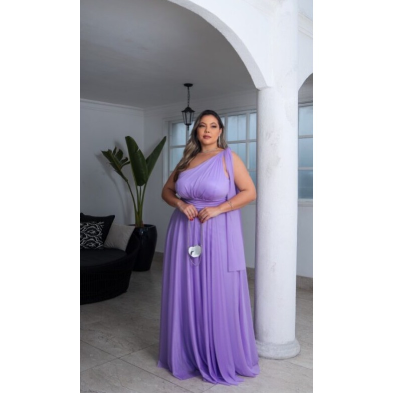 Vestido de Festa em Tule – Manga Única Madrinhas, Formandas e Convidadas. Lavanda e Várias Cores.