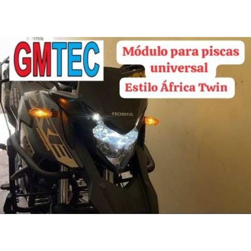 Módulo Eletrônico Piscas Conjugado Gmtec, Universal pra moto, estilo África Twin Honda Yamaha Bajaj Kawazaki Suzuki