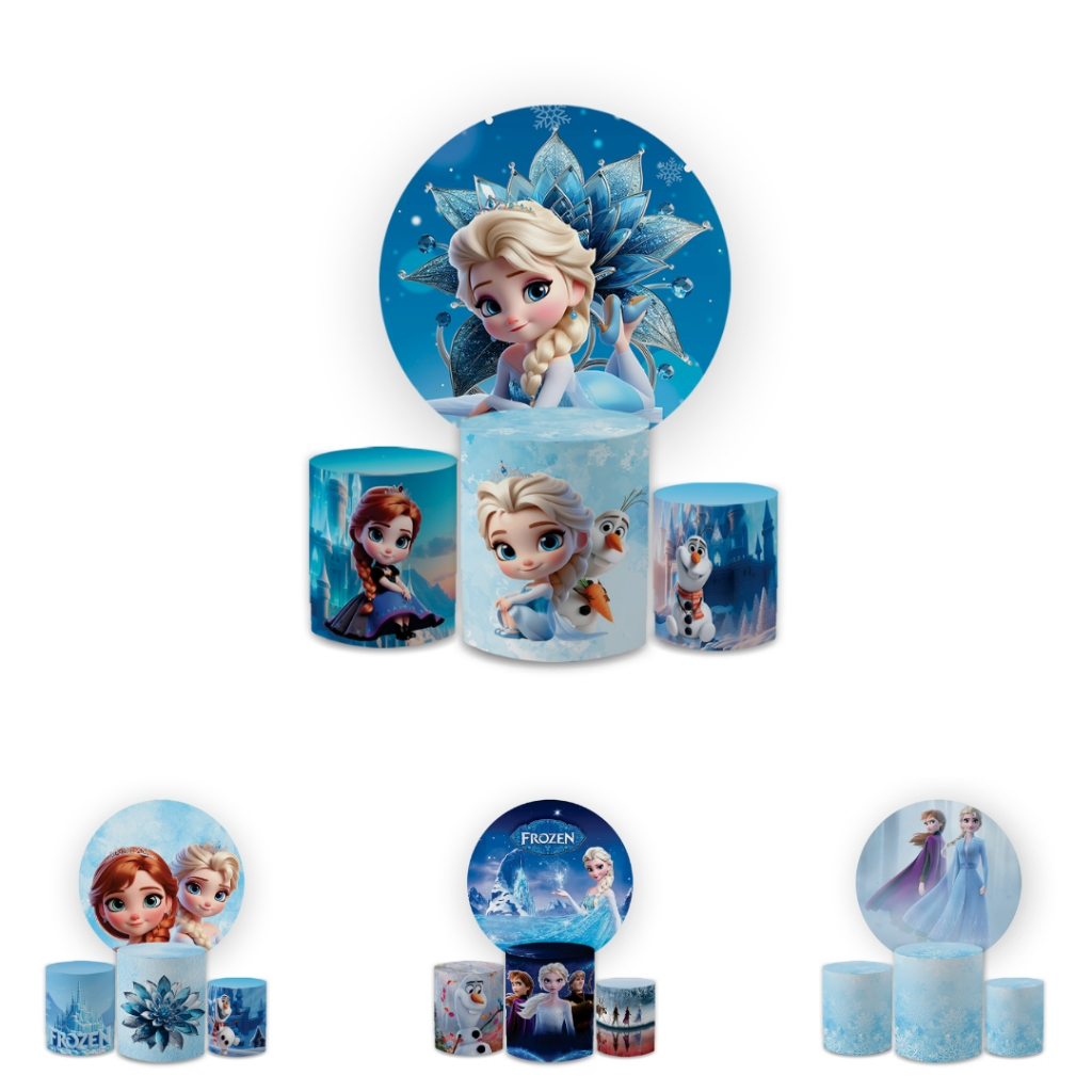 Kit Capas Festivas Para Painel e Cilindros Frozen Congelante Aniversario Decoração Lançamento em Oferta na Shopee