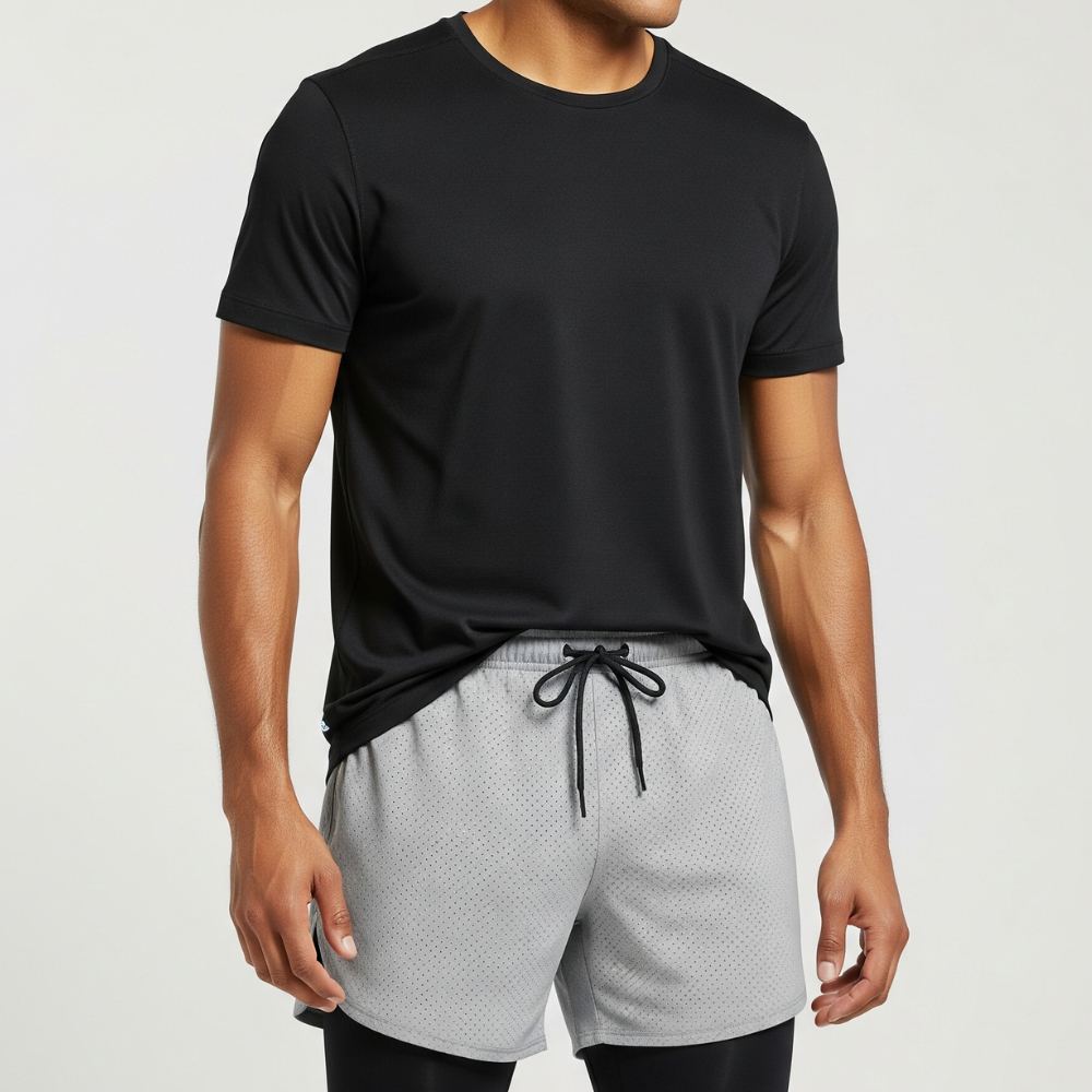 Conjunto Fitness Masculino Shorts + Camiseta Antitranspirante Academia Treino Corrida Kit Esportivo