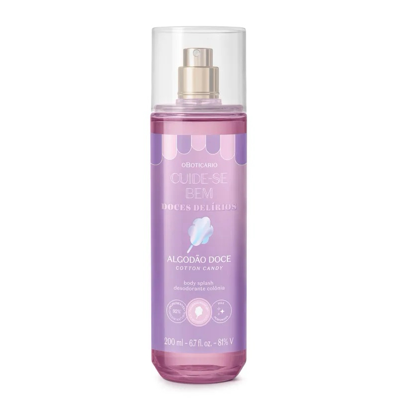 Body Splash Desodorante Colônia Cuide-se Bem Doces Delírios Algodão Doce 200ml