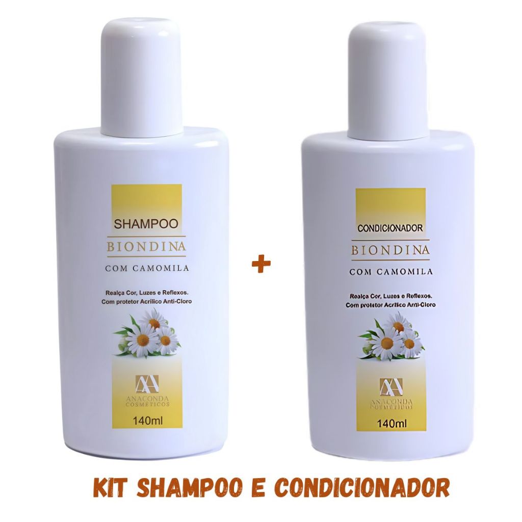 Kit Shampoo e Condicionador Com Camomila Biondina 140ML - Anaconda Cosmético