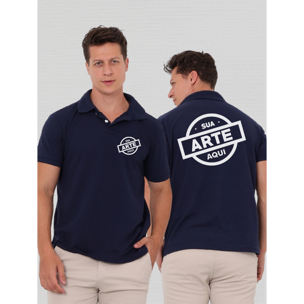 Kit 2 Camisa Polo Piquet Algodão Personalizada Frente E Costas Uniforme Empresa Sua Arte