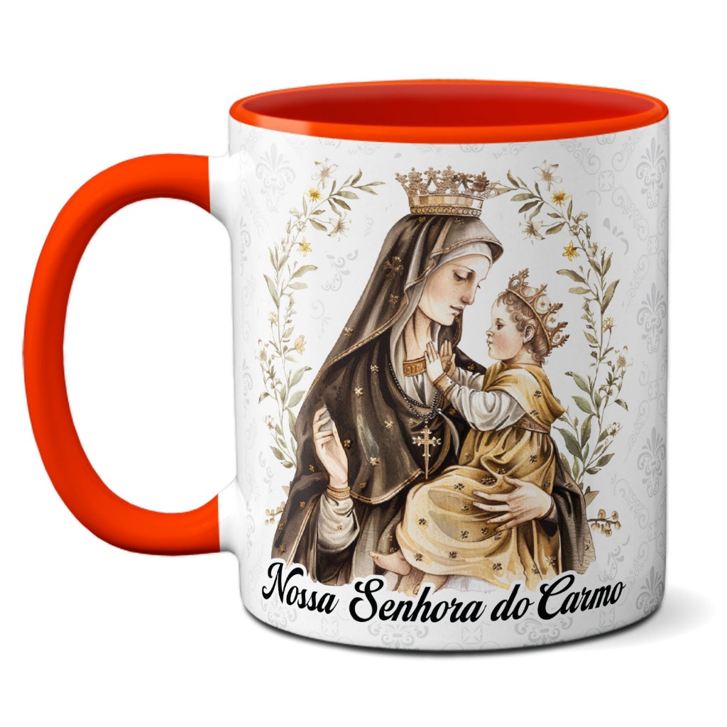 Caneca Imagem e Oração Nossa Senhora do Carmo Virgem Maria