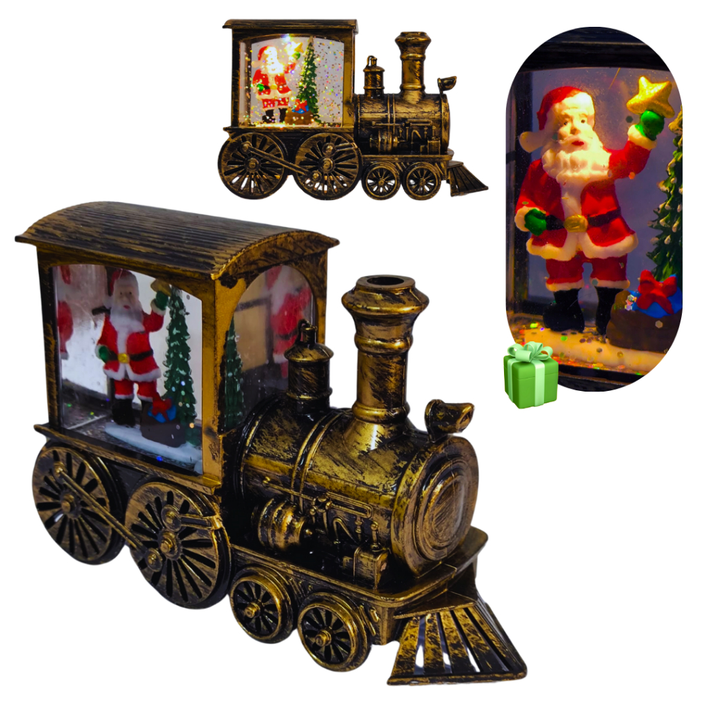 Enfeite natalino trem luminária de natal com led 13 cm