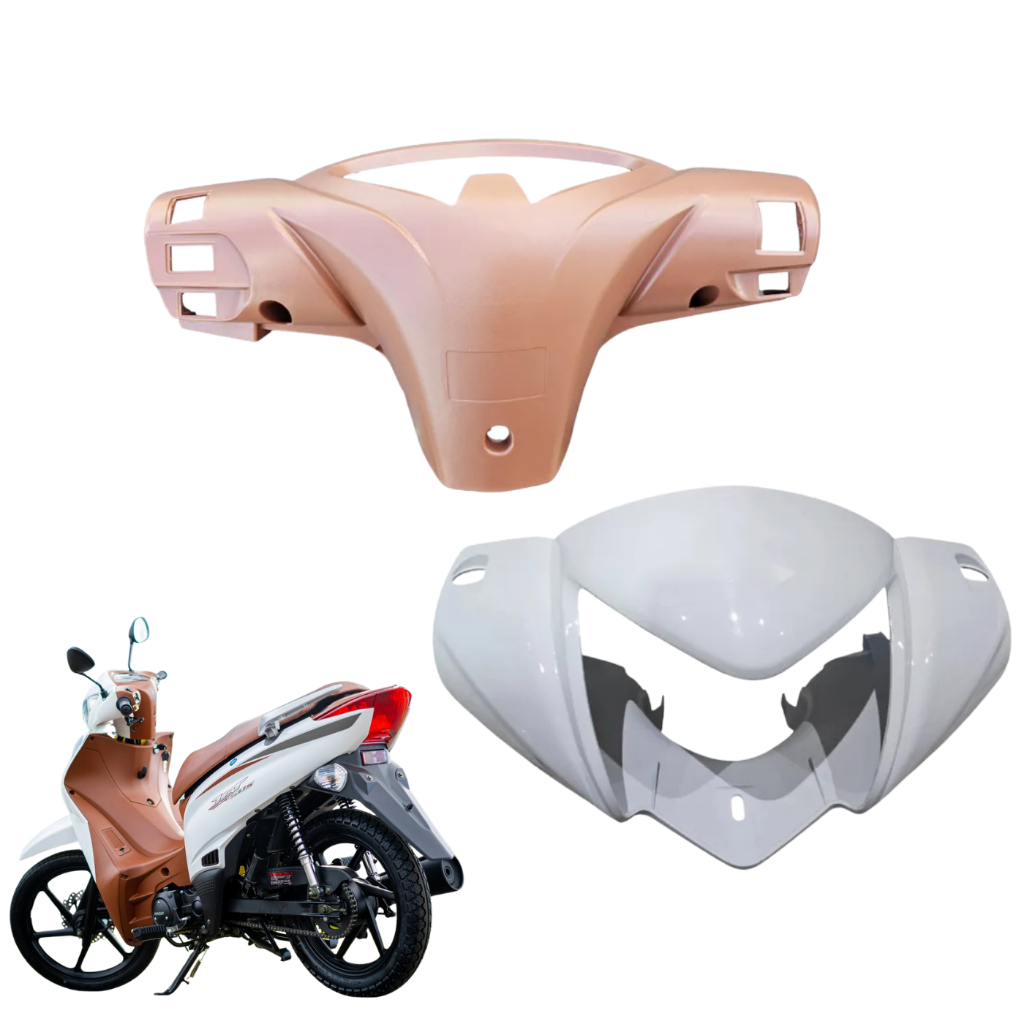 Carenagem Farol + Moldura Marrom Shineray Jet 50 Branco Sólido em Oferta na Shopee