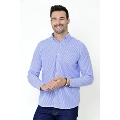Camisa Social Masculina Listrada Manga Longa Camisaria Colombo