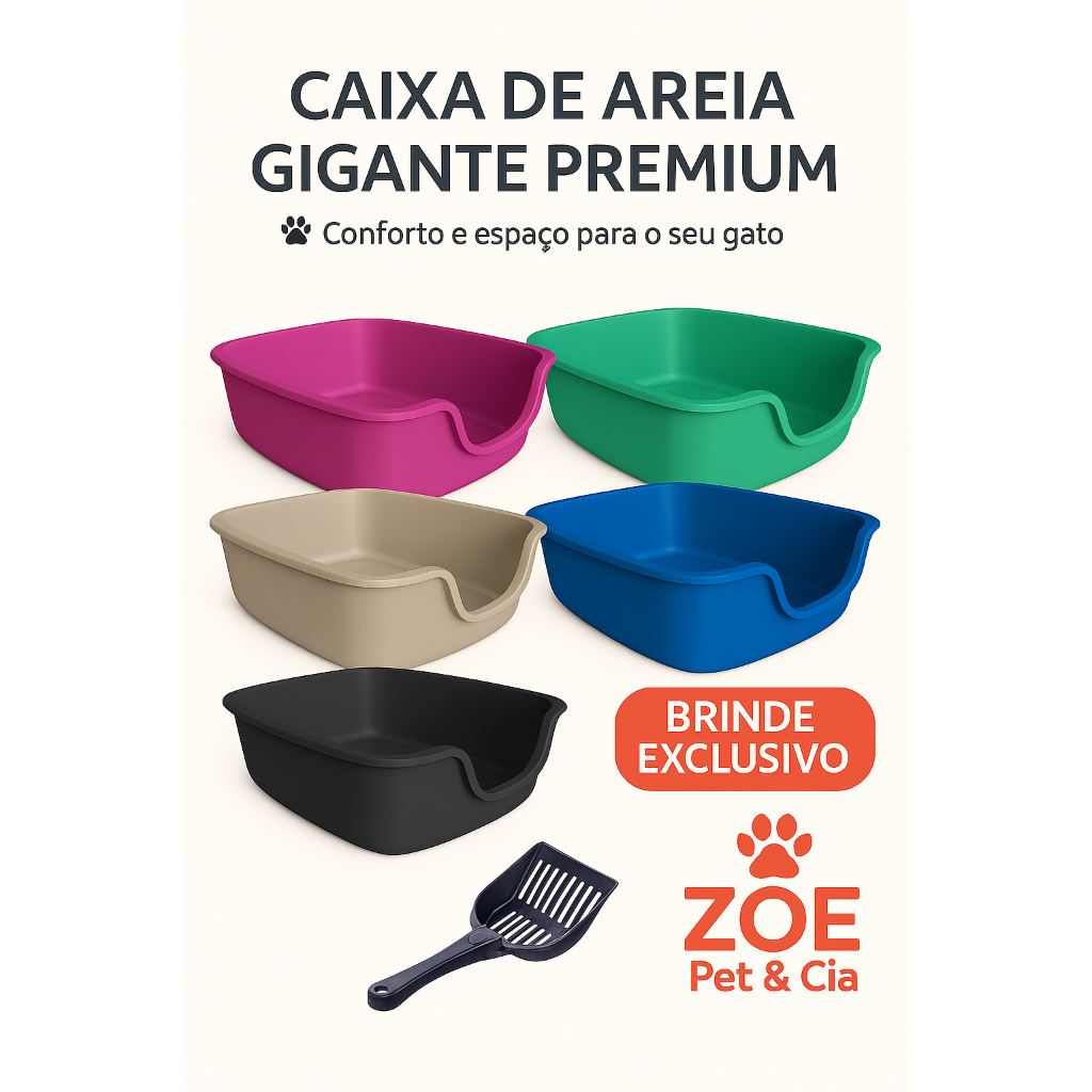 Caixa de Areia para Gatos Bandeja Caixona  Banheiro Gato Big Alvorada