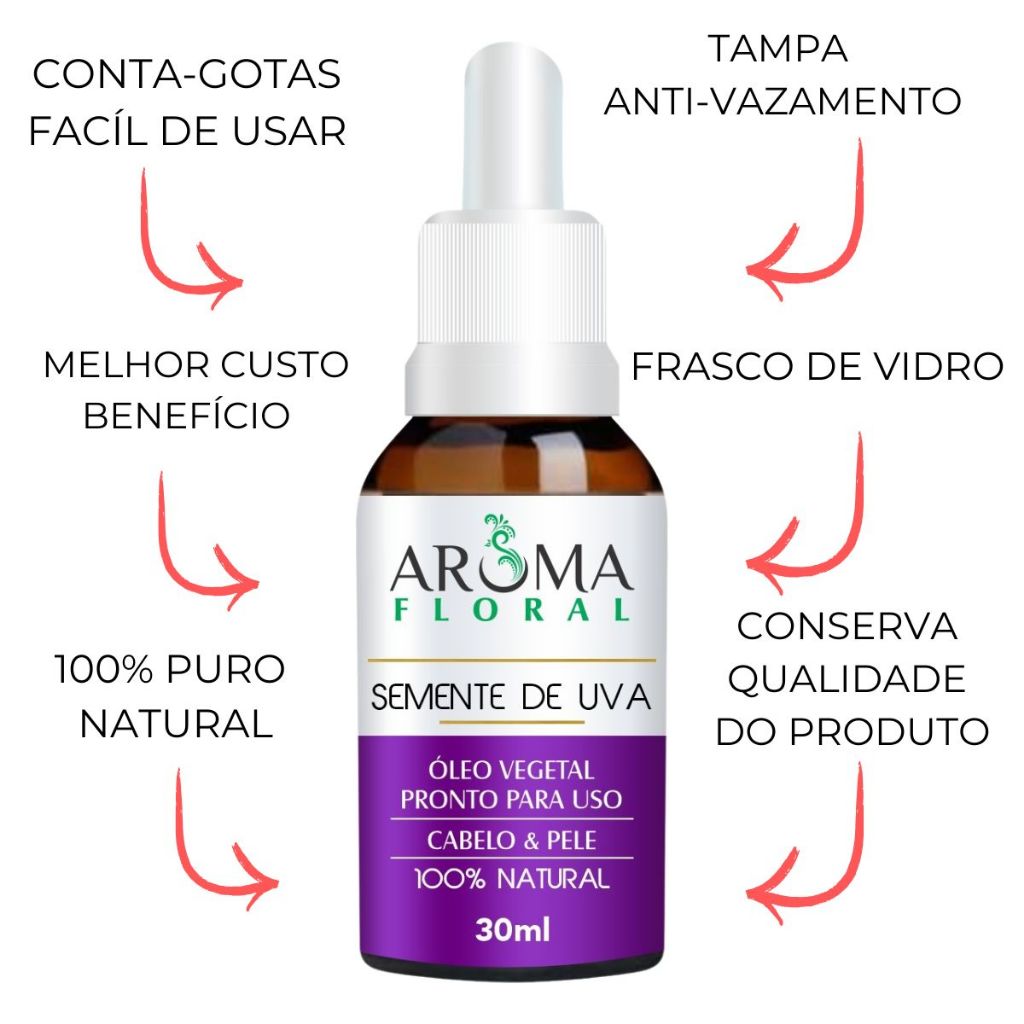 Óleo de Uva Vegetal 100% Puro e Natural Tratamento Capilar e Pele em Oferta na Shopee