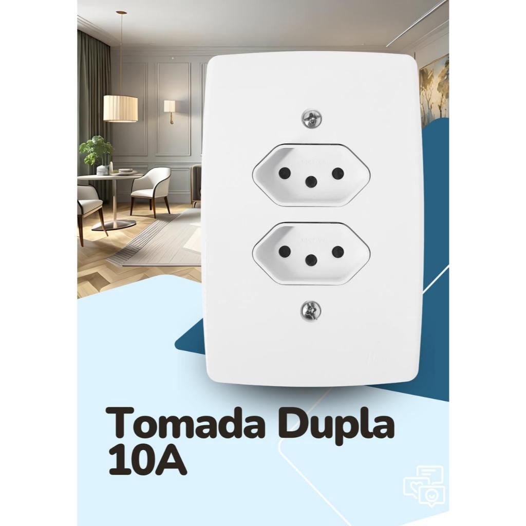 Tomada Dupla 10A Blux Linha Finesse Branco 4x2 250V em Oferta na Shopee