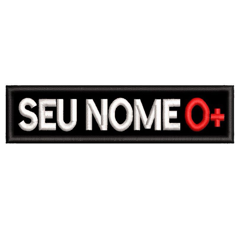 Patch Bordado Tarja Nome e Tipo sanguíneo - Velcro®