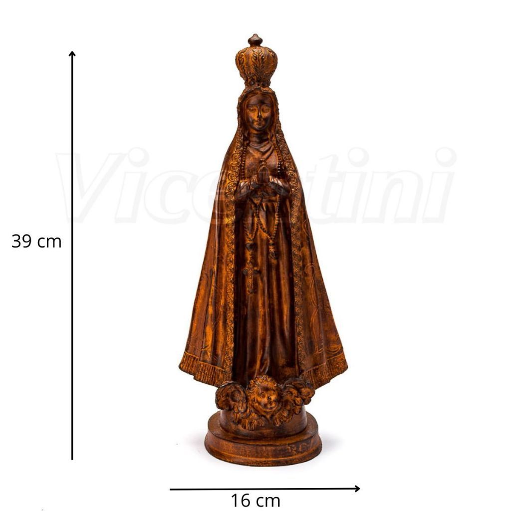 Imagem Nossa Senhora Aparecida 39cm de Resina com Detalhes em Dourado - Fabricação Própria