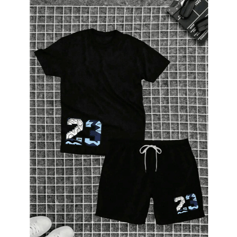 Kit Camiseta Masculina Basica Conjunto Camisa + Bermuda Tactel Streetwear Estampado