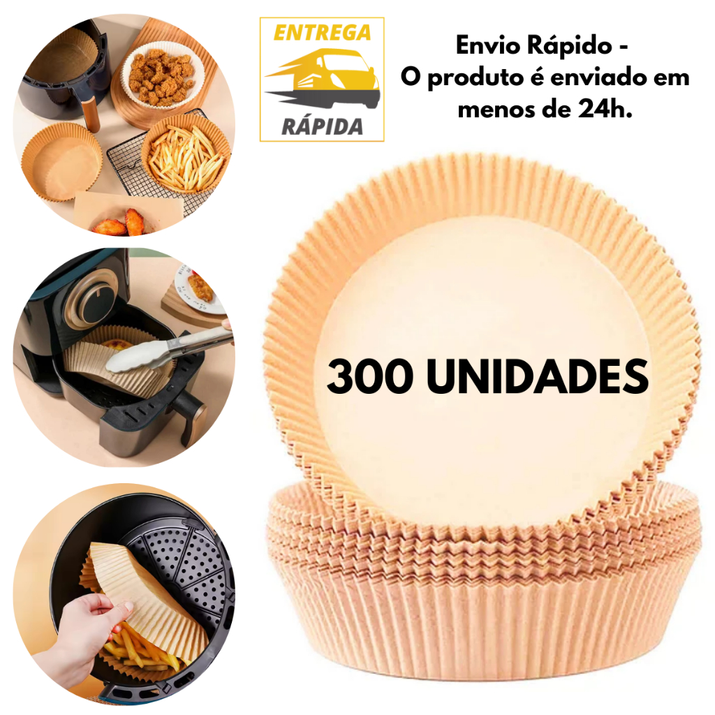 300 Formas Redondas de Papel Descartavel Antiaderente para Airfryer Forminha Cestinha Assadeira
