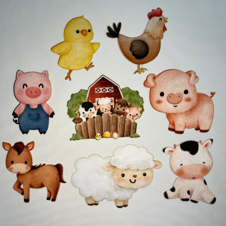 Fazendinha - Aplique Termocolante Para Tecido - Kit com 08 unidades em Oferta na Shopee