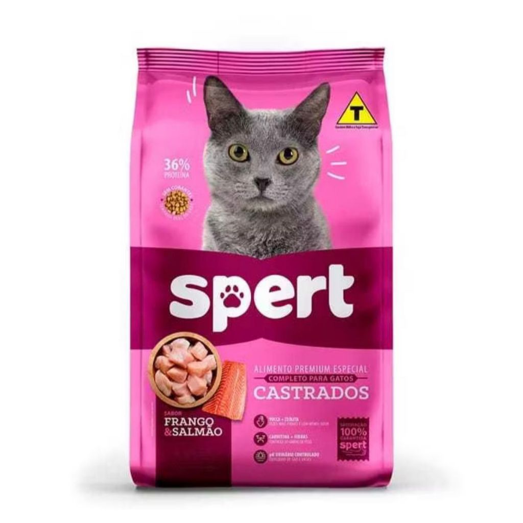 Ração Spert Gatos Adultos Castrados Premium Especial Frango e Salmão 36% 10kg