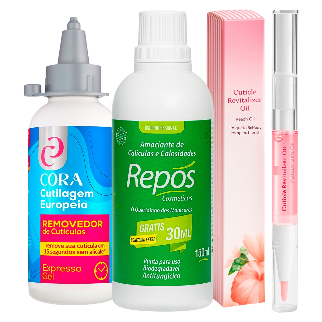 Kit Cuidado Unhas Cora Removedor De Cutícula Rápido 15s + Caneta Nutritiva Hidratação Profunda