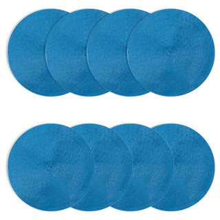 Jogo Americano Azul 8 Peças Redondo 38cm Mesa Posta Decoracao Cozinha Trama Poliester em Oferta na Shopee