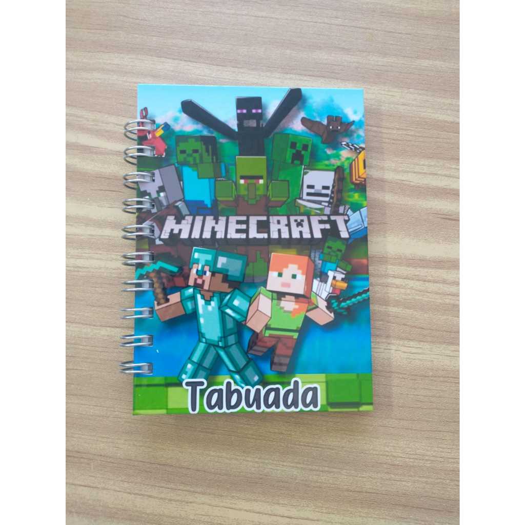 Tabuada Encadernada A6 | Material Escolar Didático Infantil MINECRAFT