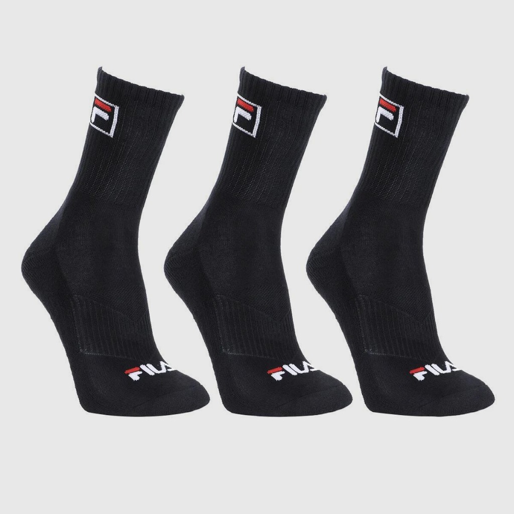 Kit Meia Fila Cano Alto C/ 3 Pares - Preto em Oferta na Shopee