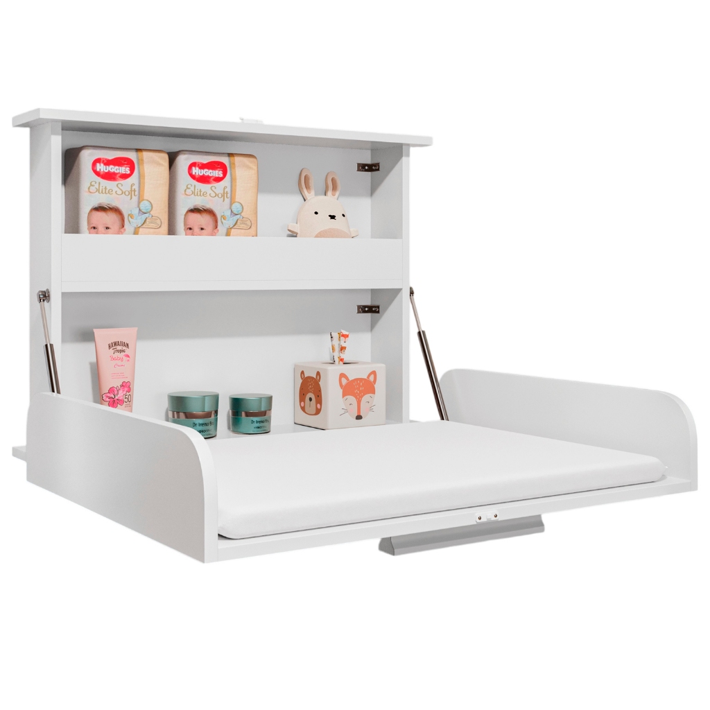 Trocador de Parede Dobrável Branco com Pistão a Gás Colchão MDF Compacto e Seguro para Bebê nichos em Oferta na Shopee