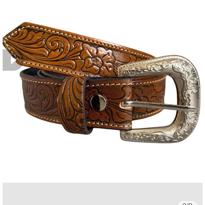 Cinto Country Em Couro Legitimo Rebaixo Floral Cowboy Feminino em Oferta na Shopee