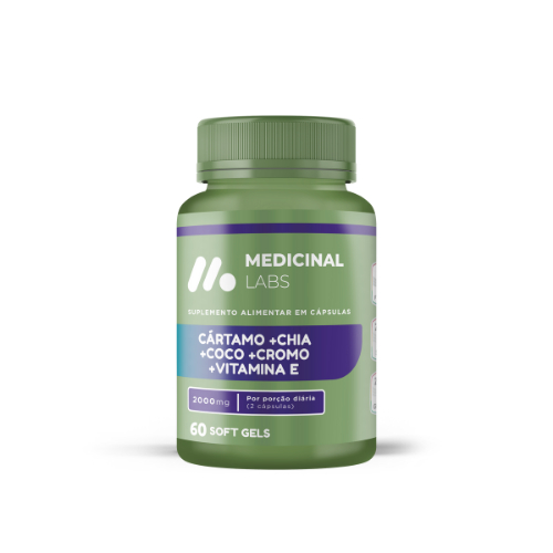 CARTAMO + CHIA + COCO + CROMO + VITAMINA E 2000MG 60 SOFTGELS MEDICINAL LABS em Oferta na Shopee
