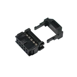 Conector IDC Fêmea 10 Vias Latch Para Cabo Flat Com Aliviador Preto