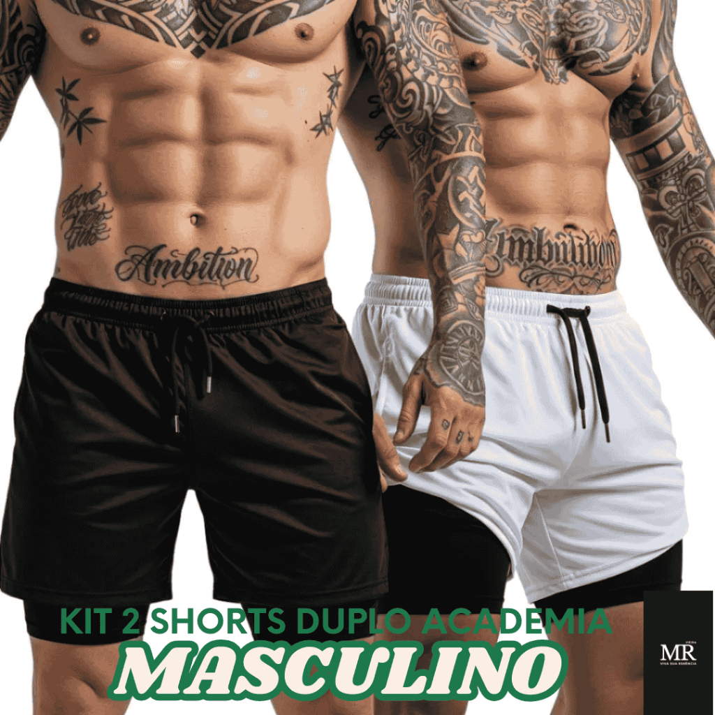 Kit 2 Shorts Fitness 2 em 1 Masculino Forrados Com Bolso Extra Original. em Oferta na Shopee